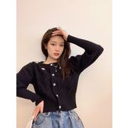 季節の単品 韓国ファッション ニットトップス 新品 秋 短いスタイル カーディガン 薄い  小さい新鮮な