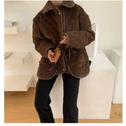 韓国ファッション 秋 冬 綿服 コート コーデュロイ レトロ 暖かい ゆったりする 百掛け  単体ボタン