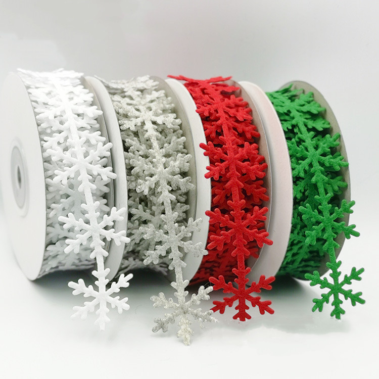 Christmas限定 雪花柄 ラッピング用 リボン テープ プレゼント包装用 クリスマス用品 オーナメント