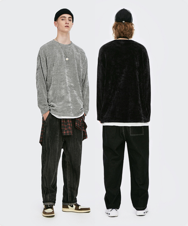 春秋 新作 無地 ゆったり ラウンドネック 長袖 Tシャツ メンズ 上着 アパレル 香山 株式会社 問屋 仕入れ 卸 卸売の専門 仕入れならnetsea