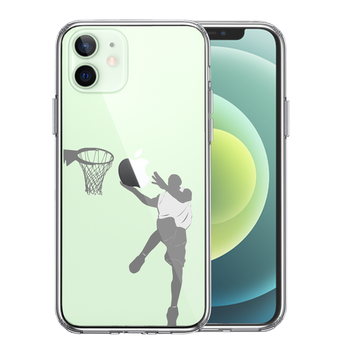 iPhone12mini 側面ソフト 背面ハード ハイブリッド クリア ケース バスケット レイアップシュート