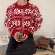 超人気 ins話題 韓国ファッション クリスマス 怠惰な風 厚手 ゆったりする セーター ニットトップス