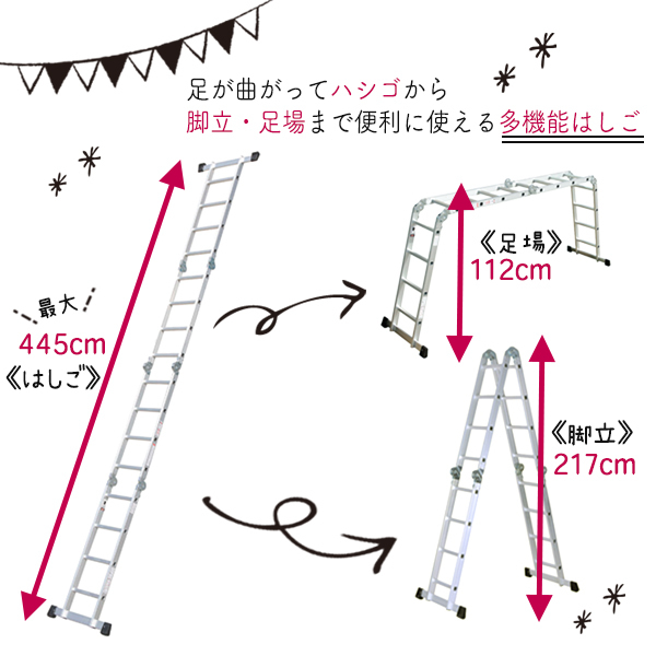 超大型多機能ラダー/はしご/脚立/軽量アルミ製/耐荷重150kg｜ＳＩＳ 株式会社【NETSEA】問屋・卸売・卸・仕入れ専門