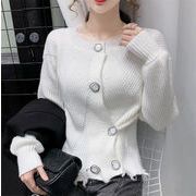 トレンド感をマーク！韓国ファッション ギザギザエッジ 短いスタイル セーター  2ウェア
