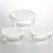 ハリオ 耐熱ガラス製保存容器3個セット ホワイト 4171-015