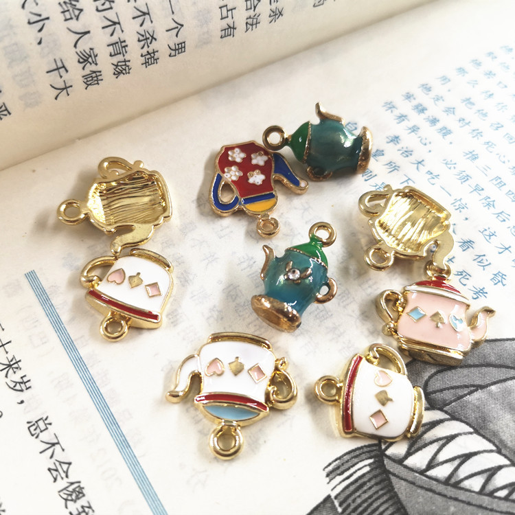 デコパーツ 金属パーツ ハート模様 ティーポット モチーフ