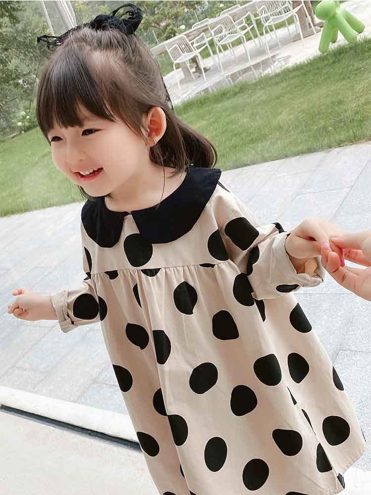2021春夏新作 韓国風 子供服 女の子 可愛いキッズ ドット柄 丸い