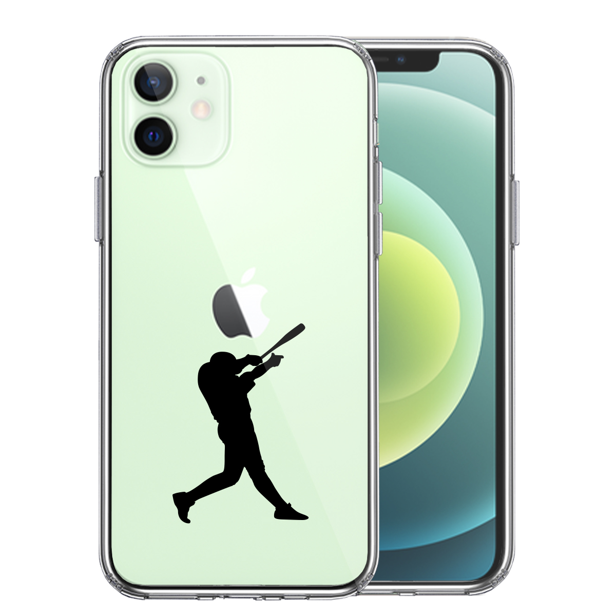 iPhone12 側面ソフト 背面ハード ハイブリッド クリア ケース 野球 バッター