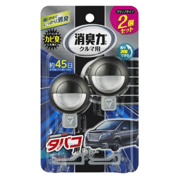 エステー クルマの消臭力 クリップタイプ2個セット タバコ用スカイミント /ケース売 44入