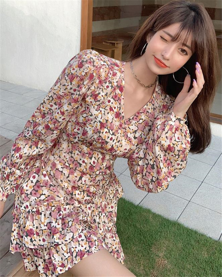 新しいデザイン 韓国ファッション ワンピース ハイ スリム シフォン Ｖネック おしゃれな 快適である
