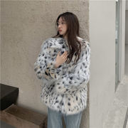 短いスタイル 百掛け 暖かい 厚手  ゆったりする 子羊の毛 フェイクファー 韓国版 レオパード柄 コート