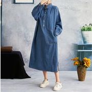 大人旬Style!!大きいサイズ ファットmm トレンド デニム シャツカラースカート オシャレ 減齢