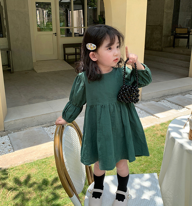 人気商品 女の子 スカート ラウンドネック ワンピース ドレス 新作 子供服 3-8歳 韓国子供服