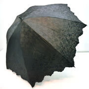 【晴雨兼用】【長傘】綿ジャガード刺繍2重張り晴雨兼用スライド式長傘
