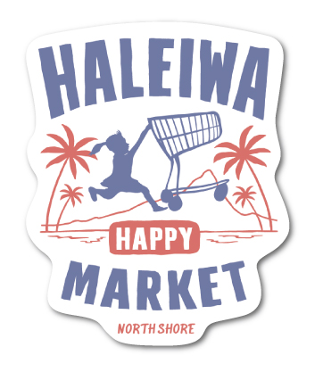 ハレイワハッピーマーケット ステッカー ロゴ ブルー HHM001 おしゃれ ハワイ