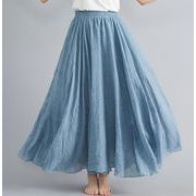 コットンリネン スカート Ａラインスカート ロングタイプ 無地 レディース 韓国ファッション