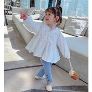 2021新作 キッズ ブラウス 子供服 キッズシャツ 3-8歳対応 Aライン フリル襟 女の子 韓国ファッション