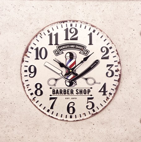 壁掛時計】アンティークエンボスクロック BARBAR SHOP EST. 1973 