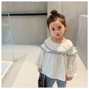 2021新作 キッズブラウス 子供服 キッズシャツ 3-8歳対応 Aライン フリル襟 女の子 韓国ファッション