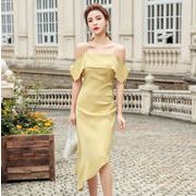 大人の甘さを表現 夏服 新作 ボートネック キャミワンピース スカート レディース 韓国ファッション