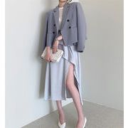 【ファッション祭り特価中】 シルキー 蓮の葉  レベル スプリット 気質 ピュアカラー スカート 百掛け
