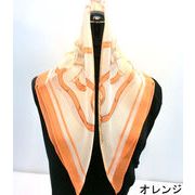 【スカーフ】【日本製】シルクシフォンベルト柄日本製小判スカーフ