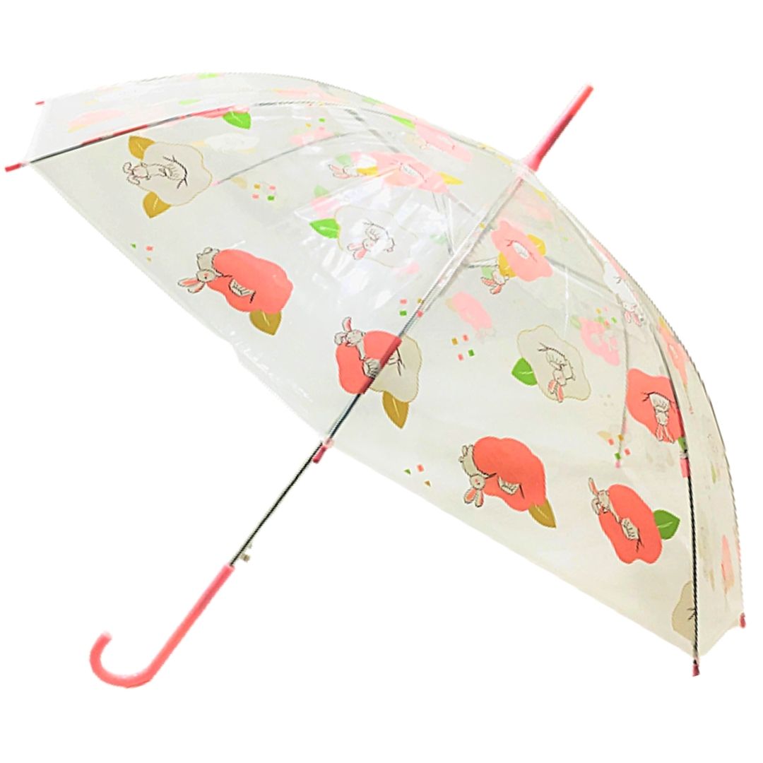 【和雑貨】【和土産】ビニール傘　うさぎ2色　赤　ピンク　かさ　雨　雨がさ　ジャンプがさ　婦人　子供