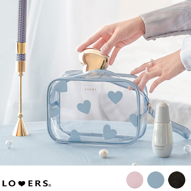 ハート柄クリアポーチ 即納 ポーチ 化粧 メイク インスタ トレンド 韓国ファッション レディース ファッション雑貨 ミズハラゴム 株式会社 問屋 仕入れ 卸 卸売の専門 仕入れならnetsea