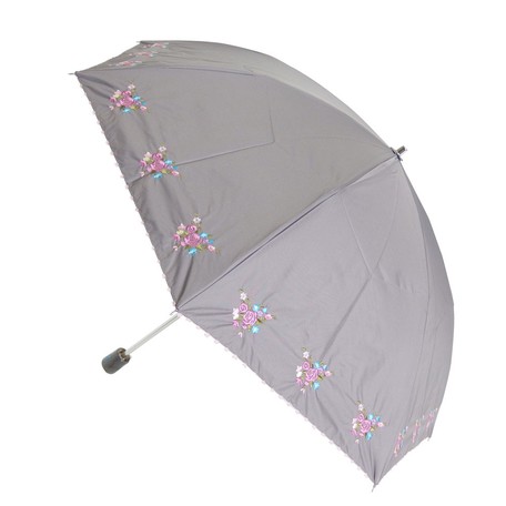 【晴雨兼用99.99%遮光効果・遮熱効果】折たたみ傘/ポンシー1級遮光生地　5色花刺繍傘