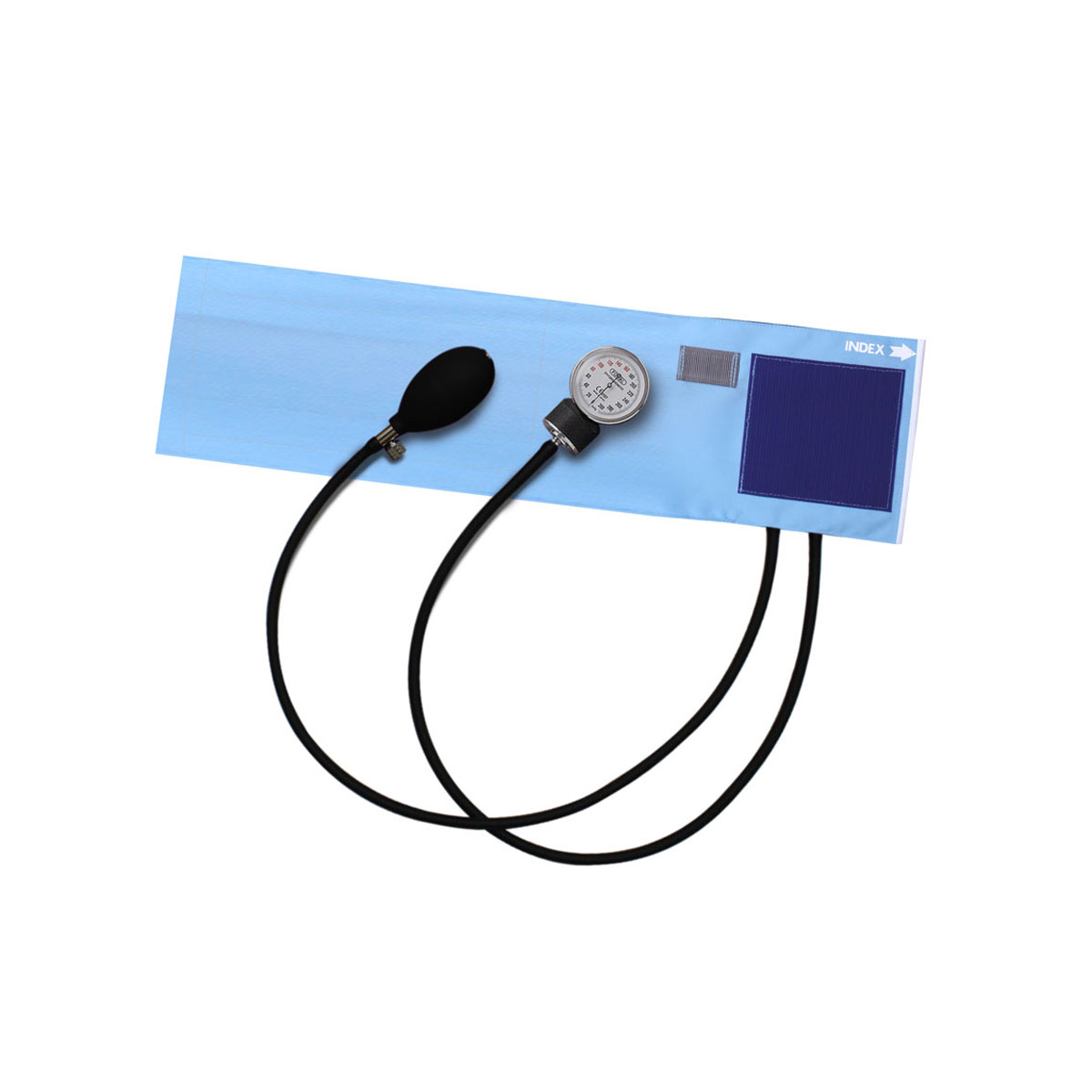 [販売終了]ＦＯＣＡＬ アネロイド血圧計 ＦＣ-100Ｖ イージーリリースバルブ付 ナイロンカフ スカイブルー