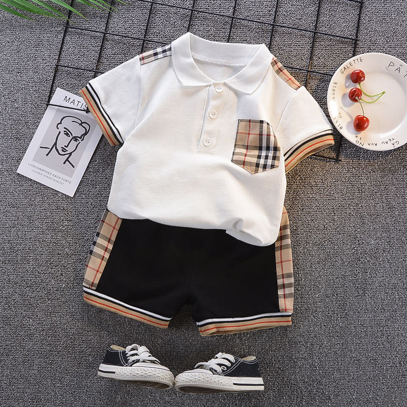 【KID】韓国風子供服 　ポロシャツ　Ｔシャツ&ショートパンツセット　可愛い　ファッション　男の子