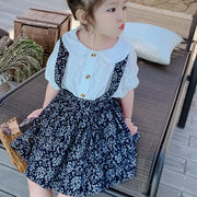 女の子 かわいい サロペット サスペンダー ２点セット 3-8歳 子供服 セットアップ  韓国子供服 キッズ