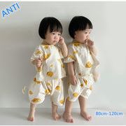 2021 子供用 綿パジャマセット夏男女 半袖エアコン服 薄着ホームウェア 66 cm-130cm
