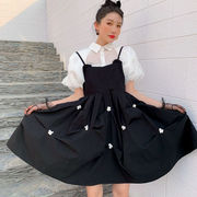 ヘップバーン風 スカート シャツ 夏新作 キャミワンピース レディース 韓国ファッション