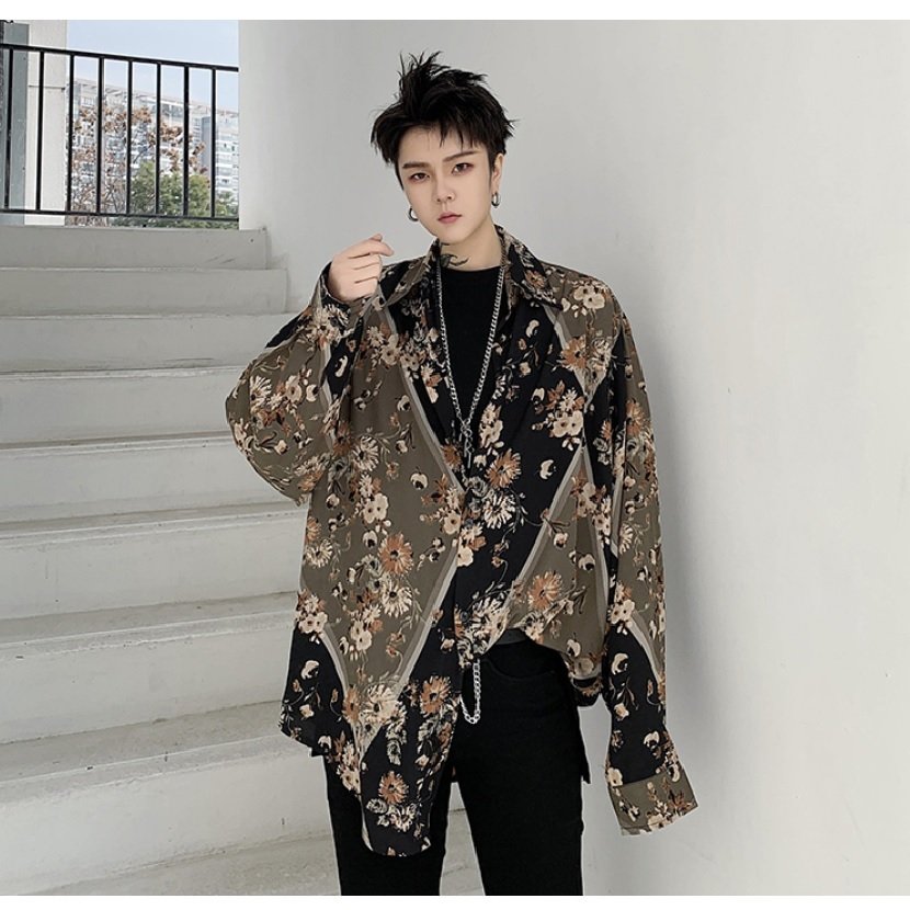 メンズ トップス シャツ 長袖 花柄 総柄 柄シャツ 和柄 変形シャツ 韓国 オーバーサイズ アパレル 株式会社 Ouka Car Leasing 問屋 仕入れ 卸 卸売の専門 仕入れならnetsea