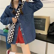 韓国ファッション シャツ コート 怠惰な風 新しいスタイル デニム 女性 長袖