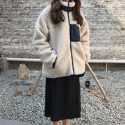 秋冬物 2021 綿の服 新品 学生 百掛け カラーマッチング ゆったりする 厚手 子羊の毛 コート