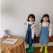 韓国 子供服 ベビー服 カウボーイ ワンピース 女の児童 赤ちゃん 復古 カウボーイ つりスカート