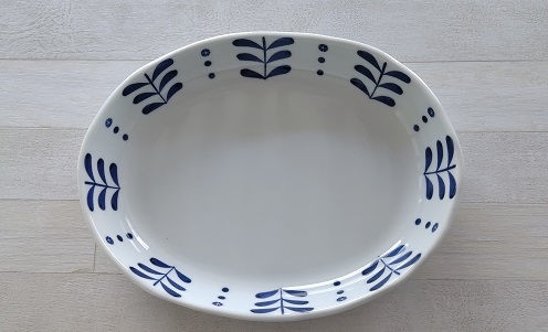 カレー皿(L） ブルーハーブ柄