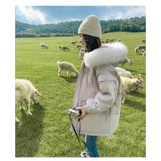 韓国ファッション 2021 冬 新品 デザインセンス 中・長セクション 学生 ビッグ毛皮の襟 コットンジャケット