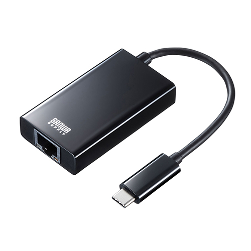 サンワサプライ USB3.2 TypeC-LAN変換アダプタ(USBハブポート付・ブラック