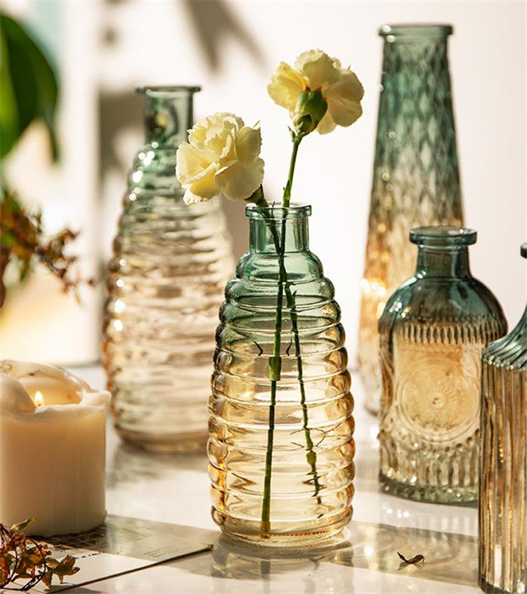 限定販売 小さな花瓶 レリーフ ガラス クリエイティブ リビングルーム 自宅 装飾