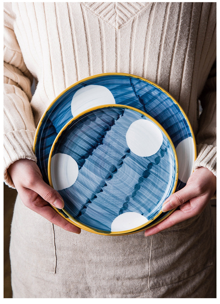 大好評レビュー続々 韓国ファッション 和風 食器 アイデア お皿 食器 家庭用 セラミック 平皿のスープ椀