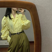 雑誌やSNSで話題 韓国ファッション スリム ブラウス 怠惰な風 大人気 フォールド 気質 シャツ