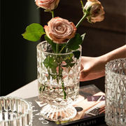 ガラス レトロ ライトラグジュアリー リビングルーム 装飾 花瓶 大口径 透明な