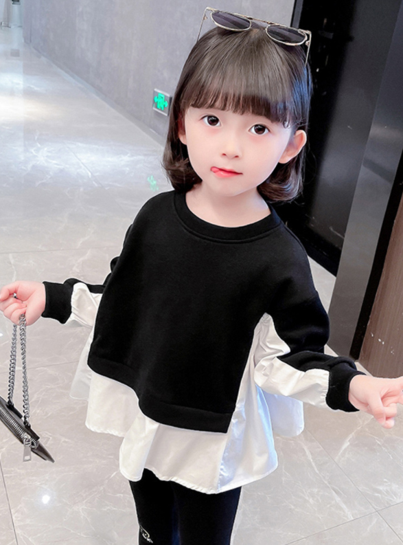 2021秋冬新作 韓国風 子供服 女の子 キッズ トップス 異素材