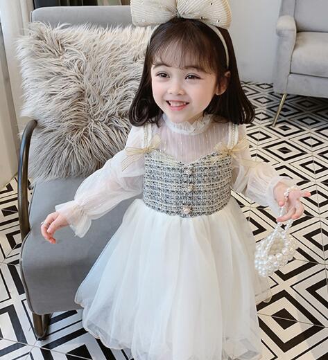 秋の新作女の子秋のドレス子供プリンセスドレス韓国の子供用ドレススカート