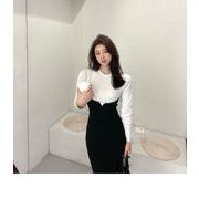 INSスタイル 2021 秋 フレンチスタイル デザインセンス 気質 スリム ベース ニットワンピース