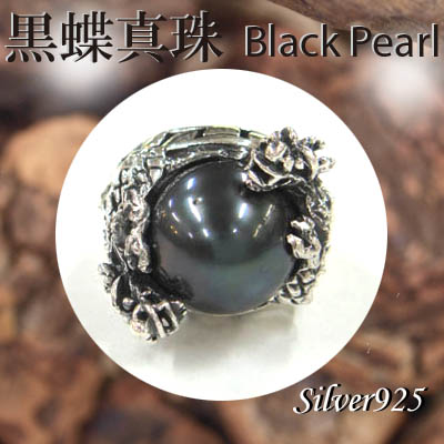 リング / 11-0084  ◆ Silver925 シルバー リング ドラゴン 龍 黒蝶真珠
