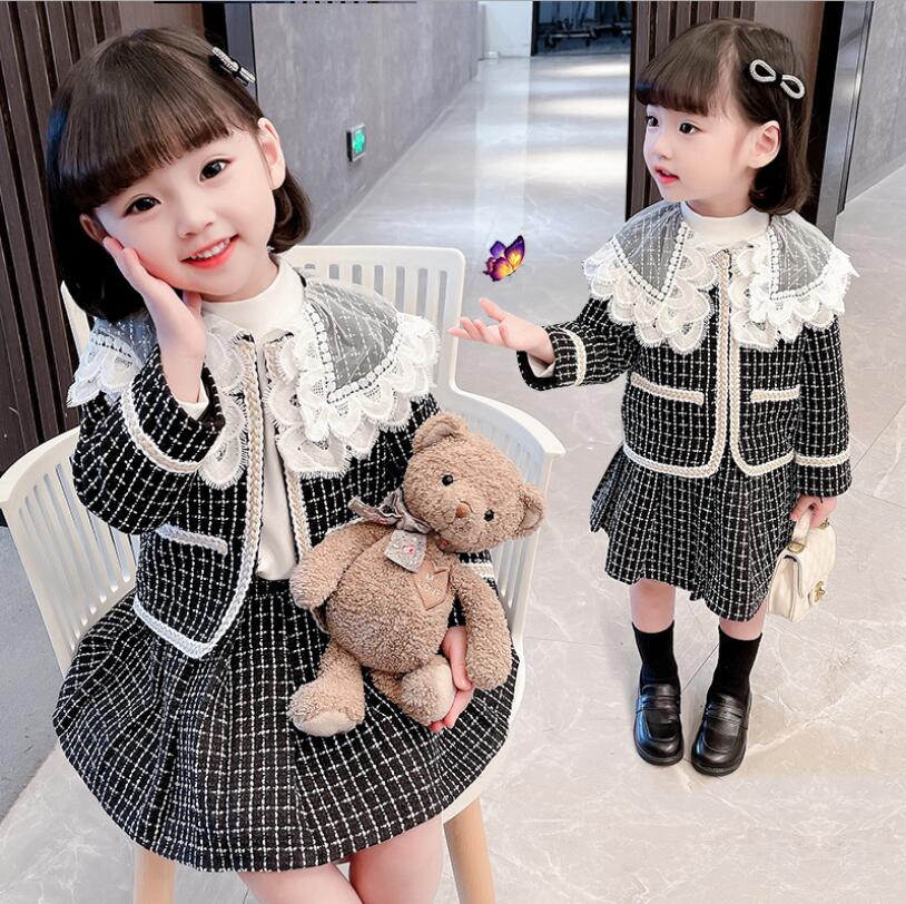 女の子の子供服かわいいスーツキッズ秋の新しいファッションツーピーススーツ